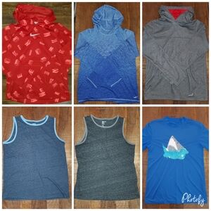 6 Items Boy's Large Clothing Bundle - Athletic Tops Nike Hoodie Long Sleeve